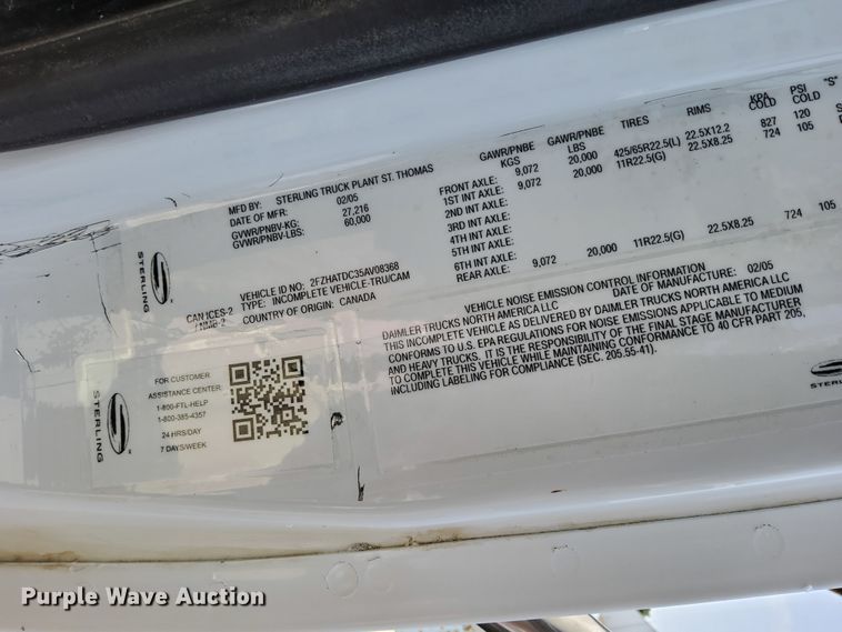 image for item DL7546 2005 Sterling LT7500  dump truck