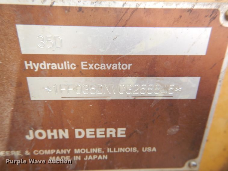 image for item DM0603 2012 John Deere 35D  mini excavator