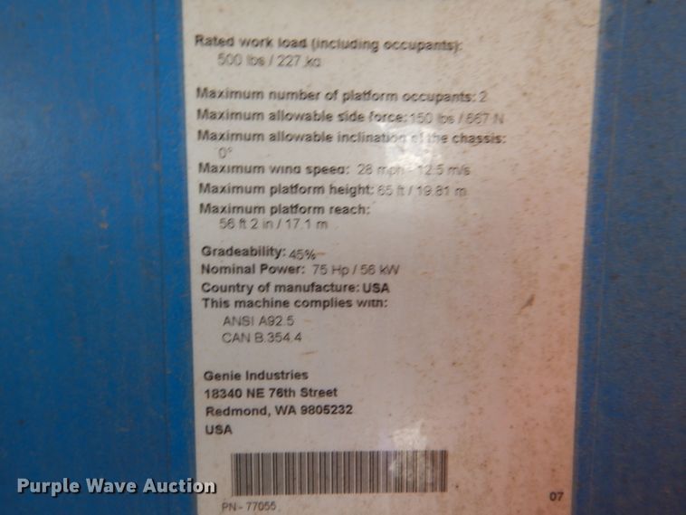 image for item DM1279 2008 Genie S65  boom lift