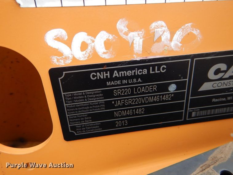 image for item DM4344 2013 Case SR220  skid steer loader