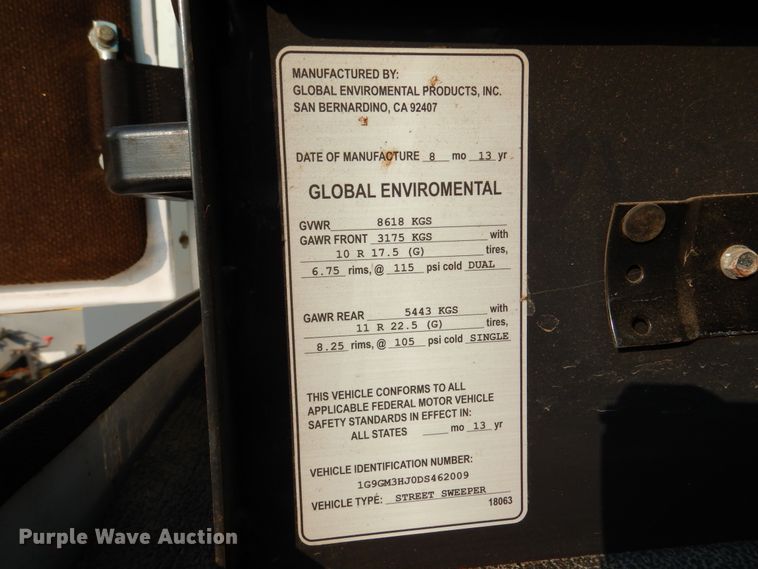 image for item DM6343 2013 Global Environment M3  street sweeper truck