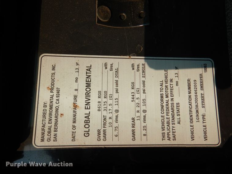 image for item DM6343 2013 Global Environment M3  street sweeper truck