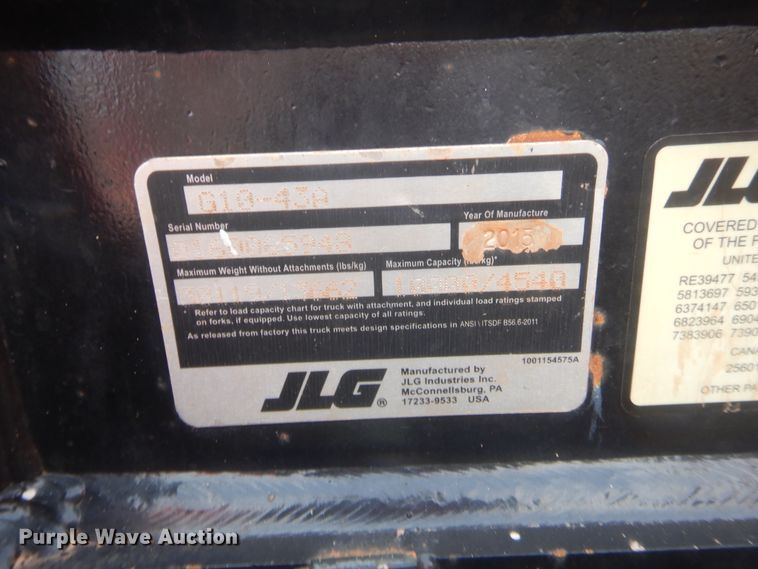 image for item IN9504 2015 JLG G10-43A  telehandler