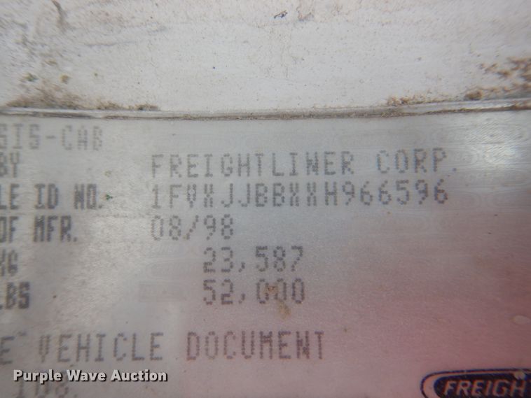 image for item JY9960 1999 Freightliner FL80  refuse truck