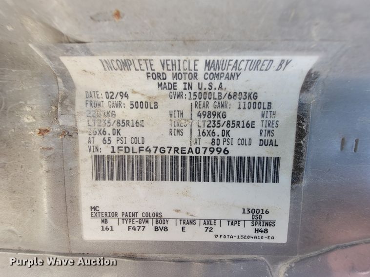 image for item KD9389 1994 Ford F450 Super Duty  bucket truck