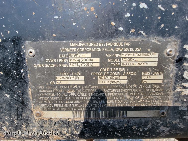 image for item KD9402 2010 Vermeer BC1000XL  wood chipper