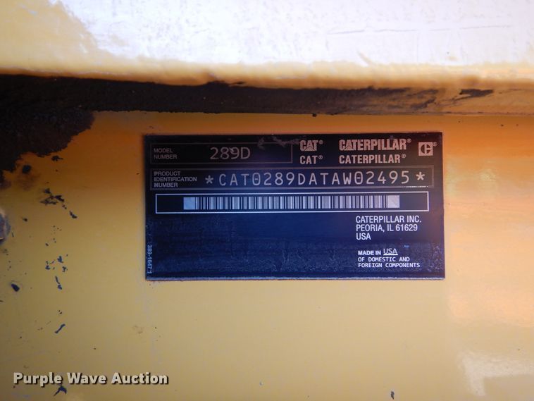 image for item KV9228 2015 Caterpillar 289D  tracked skid steer loader