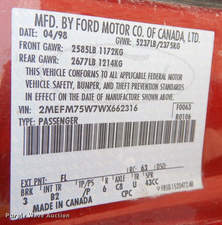 image for item DG0838 1998 Mercury Grand Marquis LS