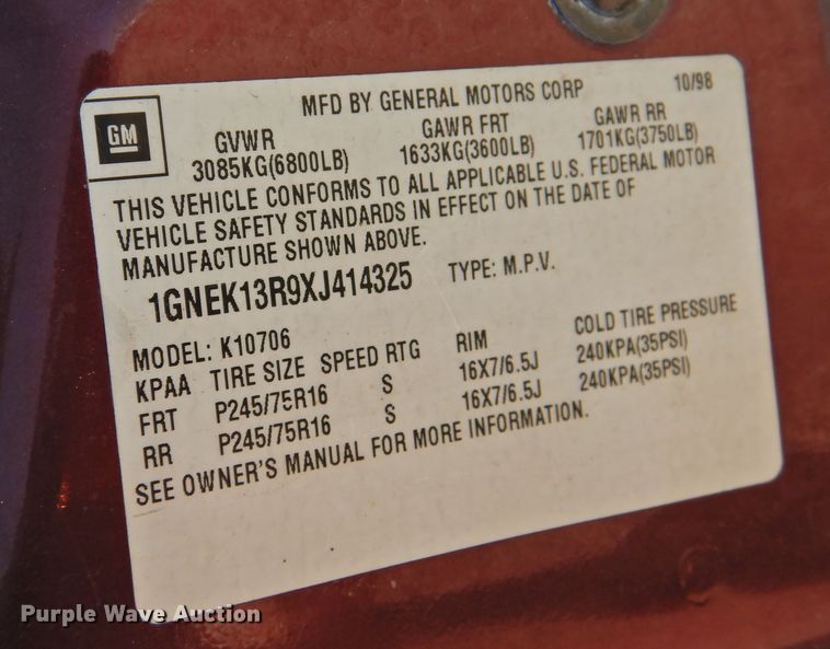 image for item DK2406 1999 Chevrolet Tahoe  SUV