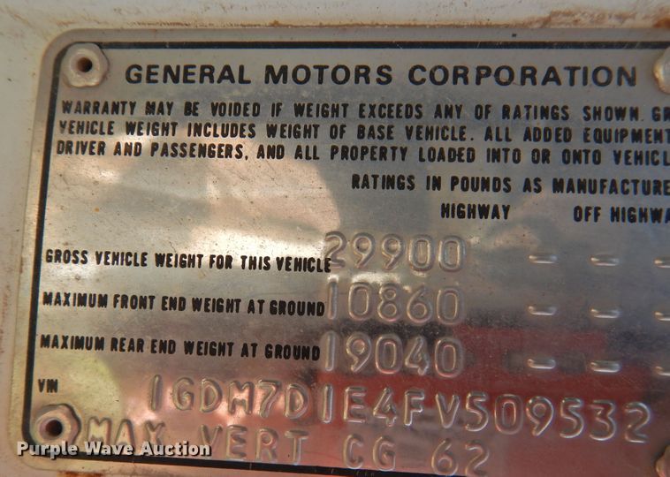 image for item DK2407 1985 GMC 7000  dump truck