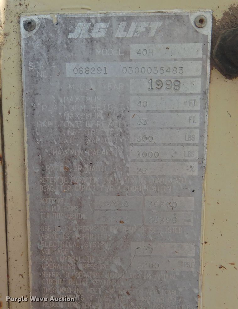 image for item DK2408 1998 JLG 40H  boom lift