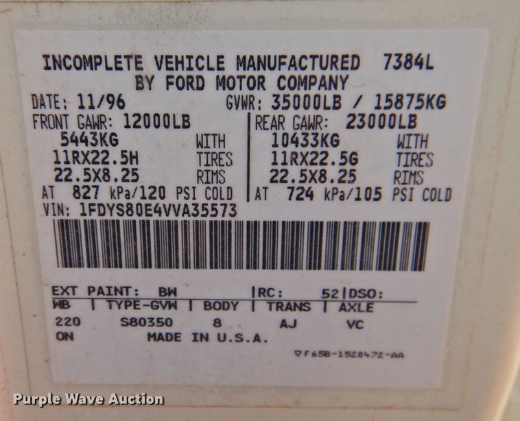 image for item DK2415 1997 Ford L8513  refuse truck