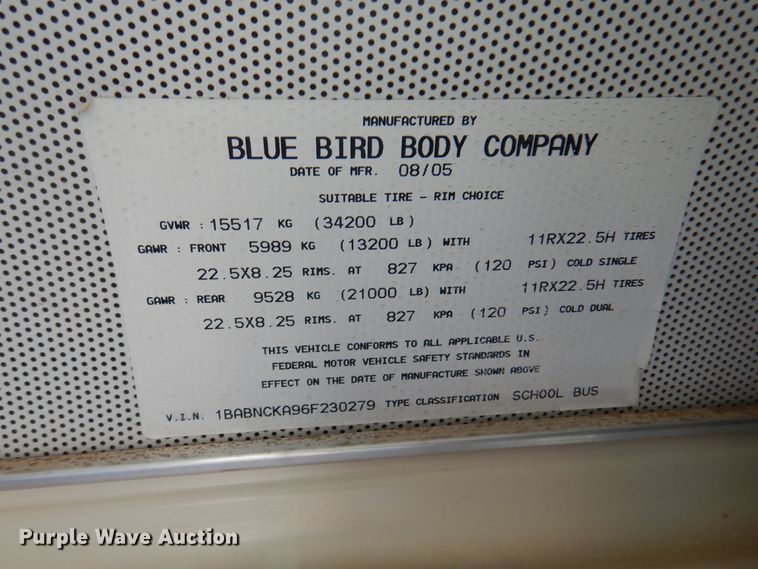 image for item DK8131 2006 Blue Bird All American  school bus