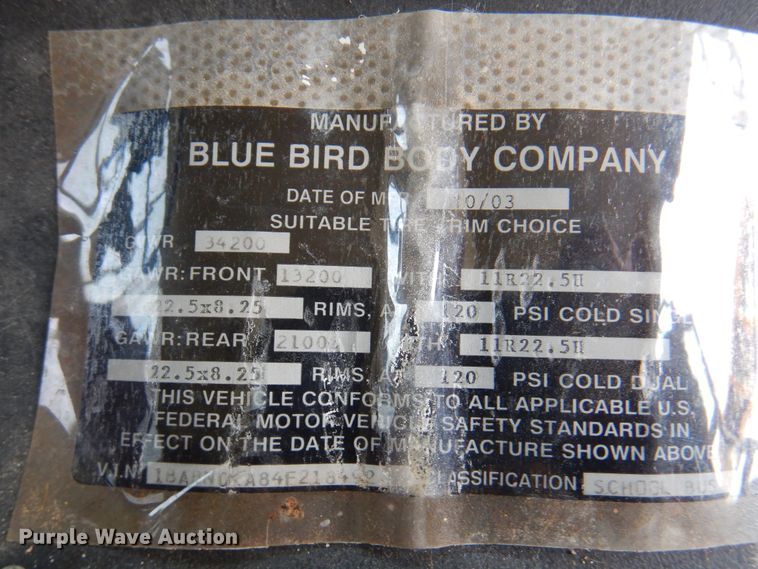 image for item DK8133 2004 Blue Bird All American  school bus