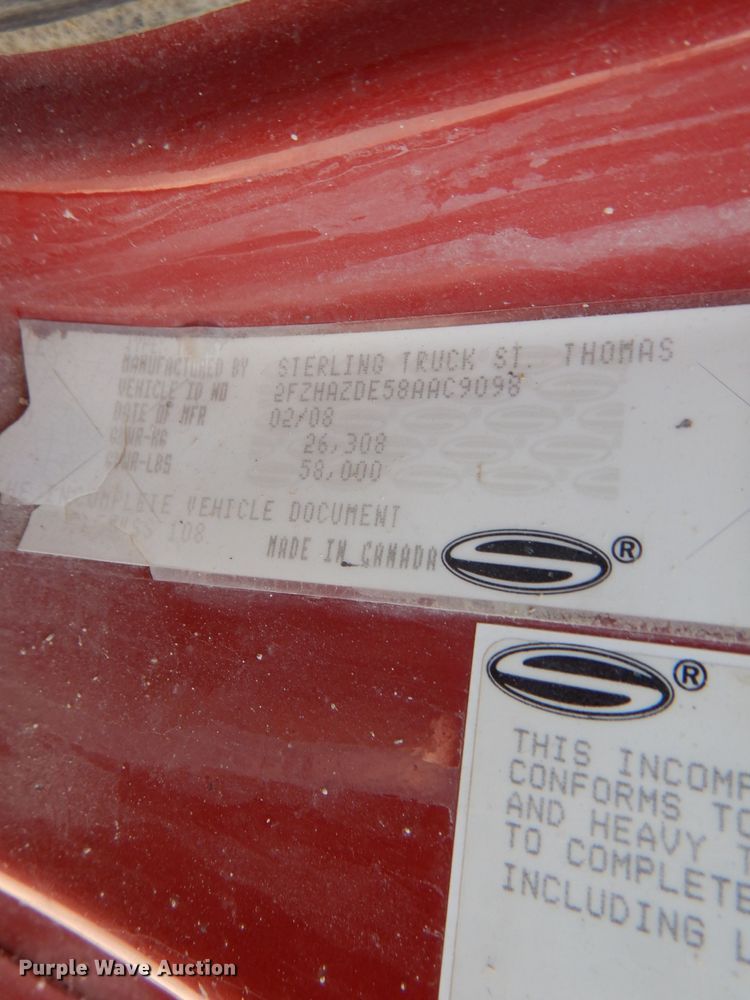 image for item DM1289 2008 Sterling L9500  dump truck