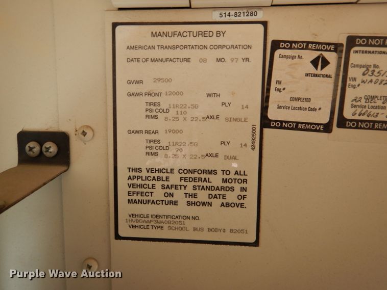 image for item DM1321 1998 International 3000  school bus