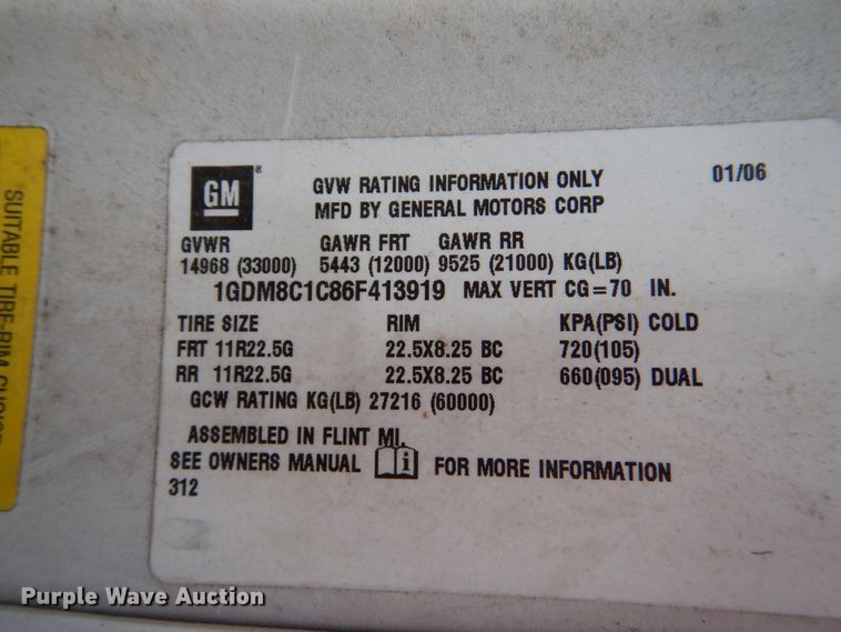 image for item DM6360 2006 GMC C8500  crane truck