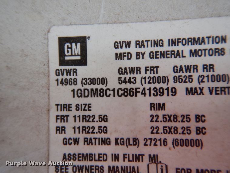 image for item DM6360 2006 GMC C8500  crane truck