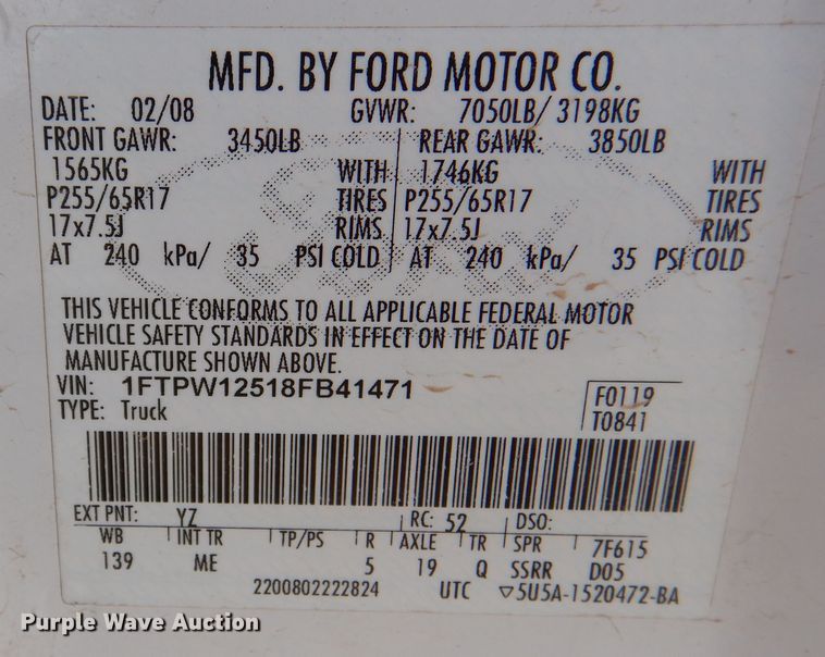 image for item DM6380 2008 Ford F150 XLT  SuperCrew pickup truck