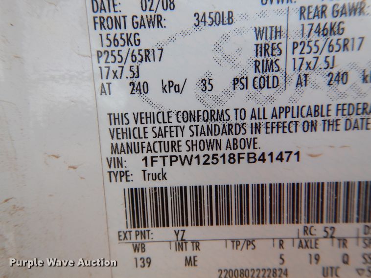 image for item DM6380 2008 Ford F150 XLT  SuperCrew pickup truck