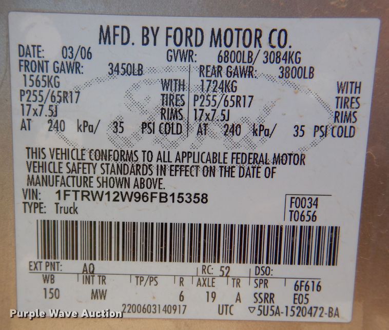 image for item DM6390 2006 Ford F150 XLT  SuperCrew pickup truck
