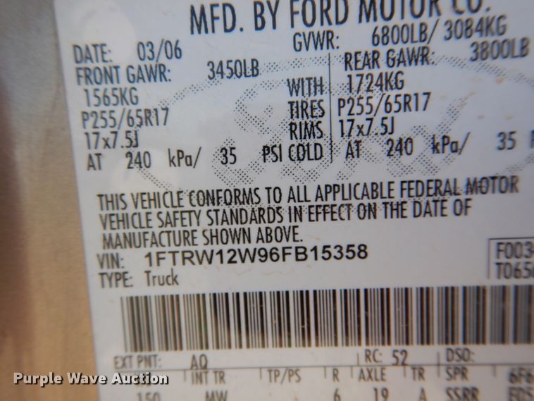 image for item DM6390 2006 Ford F150 XLT  SuperCrew pickup truck