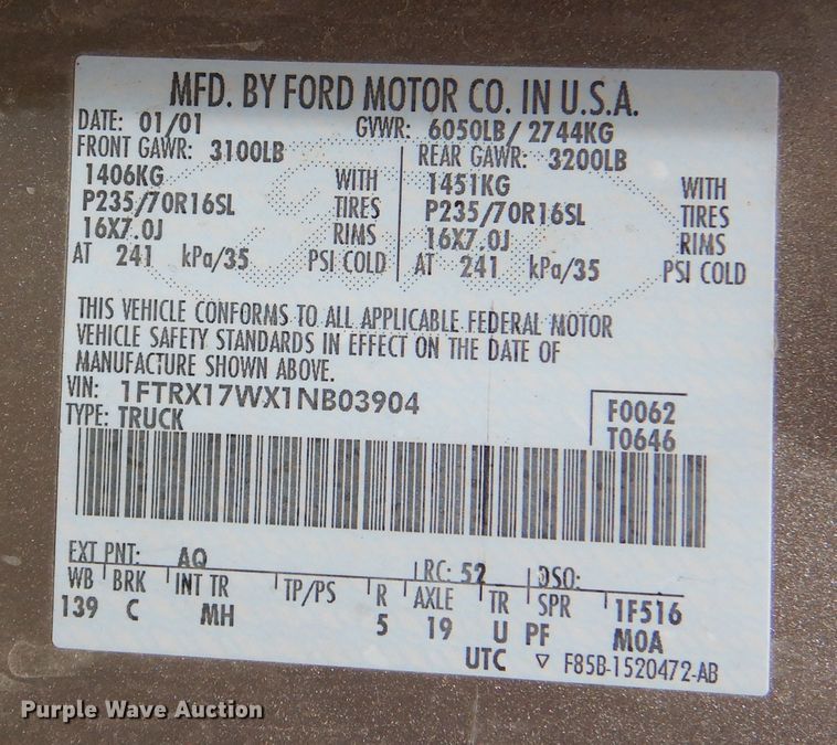 image for item DM6392 2001 Ford F150 XLT  SuperCab pickup truck