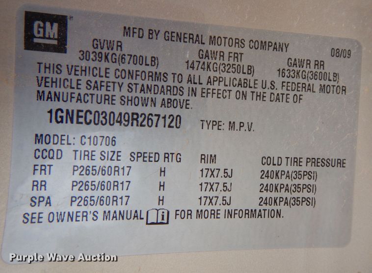 image for item DM6394 2009 Chevrolet Tahoe Police  SUV