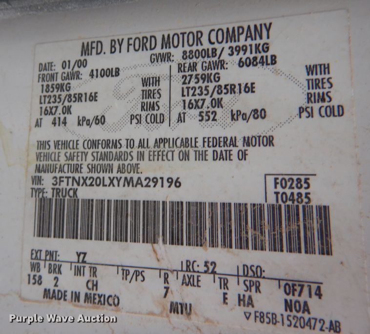 image for item DM6398 2000 Ford F250 Super Duty  SuperCab pickup truck