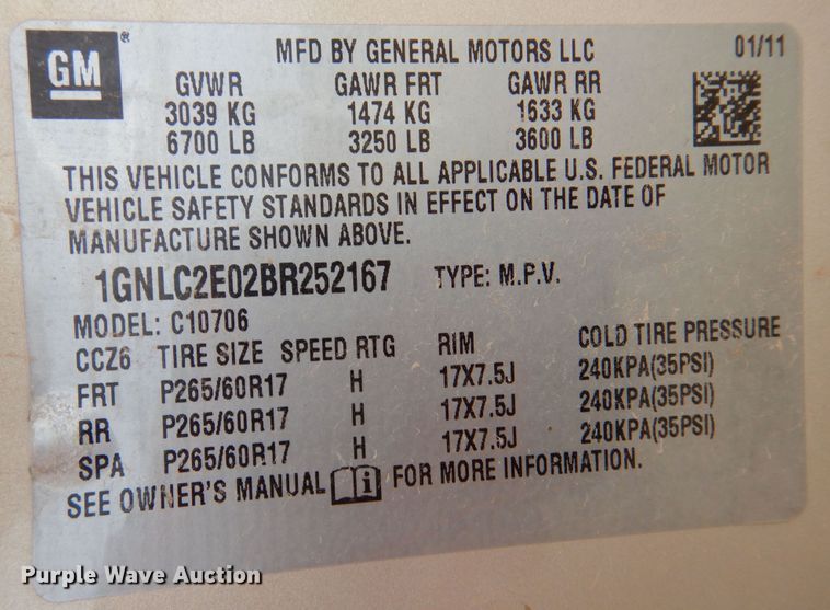 image for item DM6399 2011 Chevrolet Tahoe Police  SUV