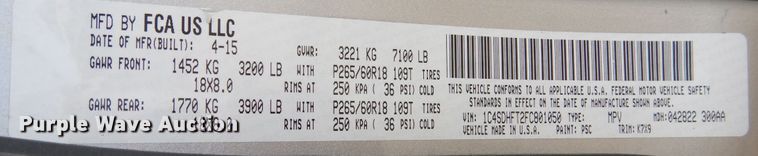 image for item DM6400 2015 Dodge Durango  SUV