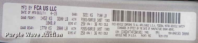 image for item DM6401 2015 Dodge Durango  SUV