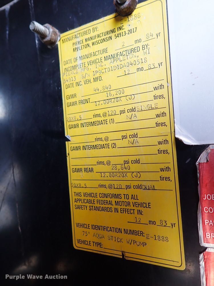 image for item DN1847 1984 Pierce Dash 75  aerial platform fire truck