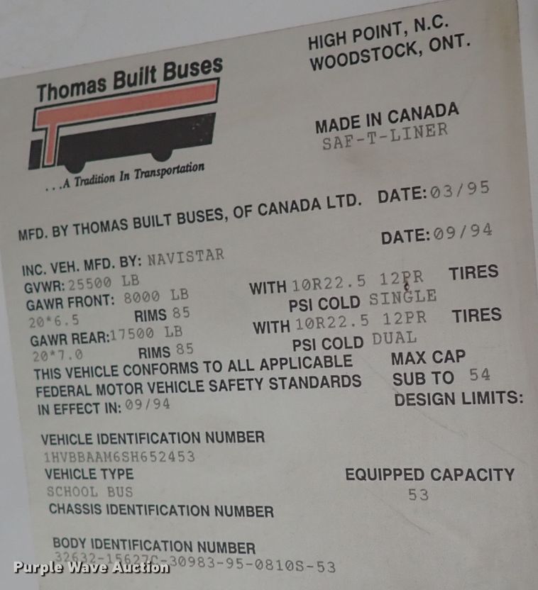 image for item DN1881 1995 International 3800  school bus