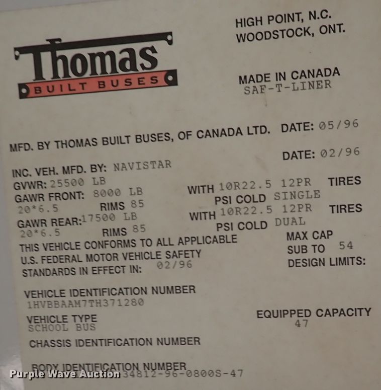 image for item DN1882 1996 International 3800  school bus