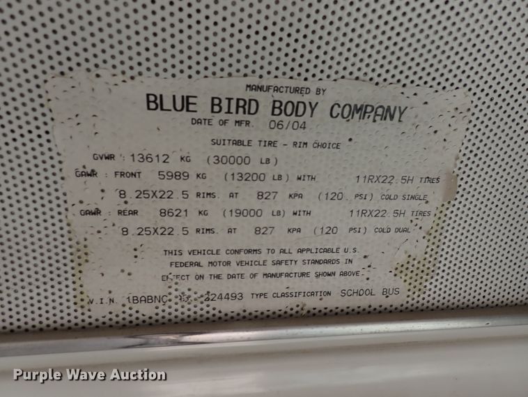 image for item DN1917 2005 Blue Bird All American  school bus