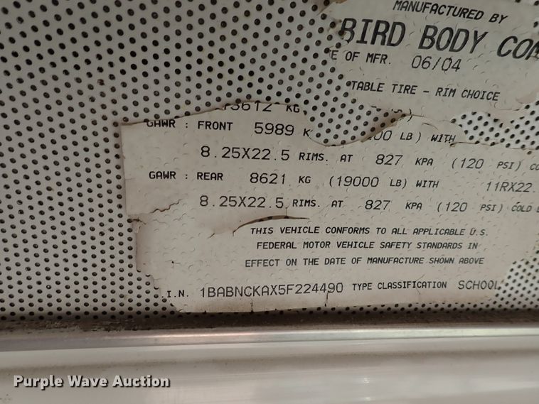 image for item DN1919 2005 Blue Bird All American  school bus