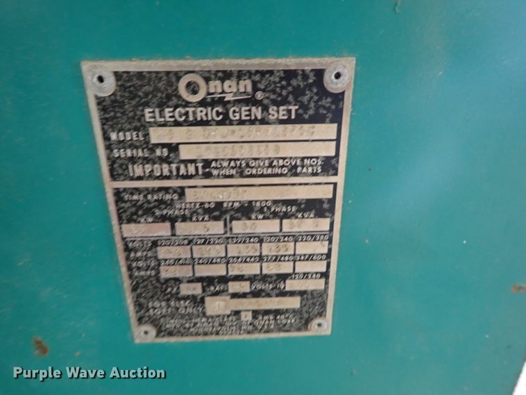 image for item IJ9909 Onan 45 DYJ  generator