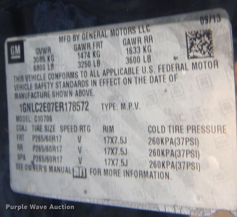 image for item IN9506 2014 Chevrolet Tahoe Police  SUV