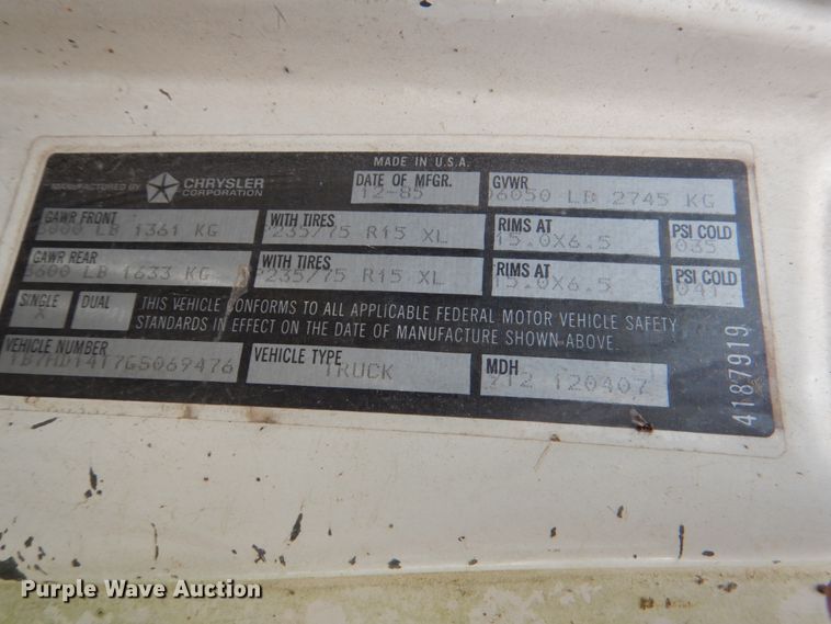 image for item IR9012 1986 Dodge Ram 150  pickup truck