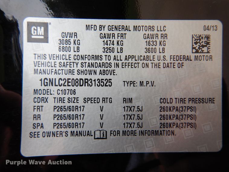 image for item JT9602 2013 Chevrolet Tahoe Police  SUV