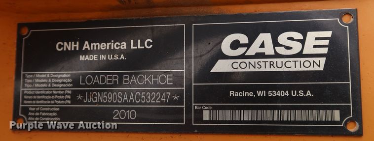 image for item KQ9792 2010 Case 590 Super M Series III  backhoe