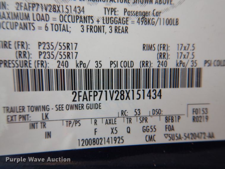 image for item KW9880 2008 Ford Crown Victoria Police Interceptor