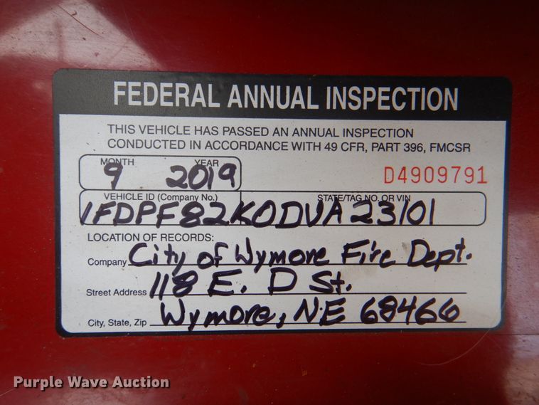 image for item KW9881 1983 Ford F800  pumper fire truck