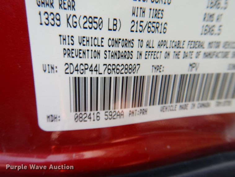 image for item KW9889 2006 Dodge Grand Caravan SXT  van