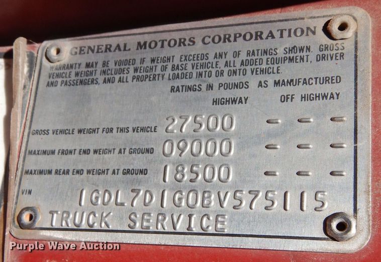 image for item DM1420 1981 GMC C7500  grain truck