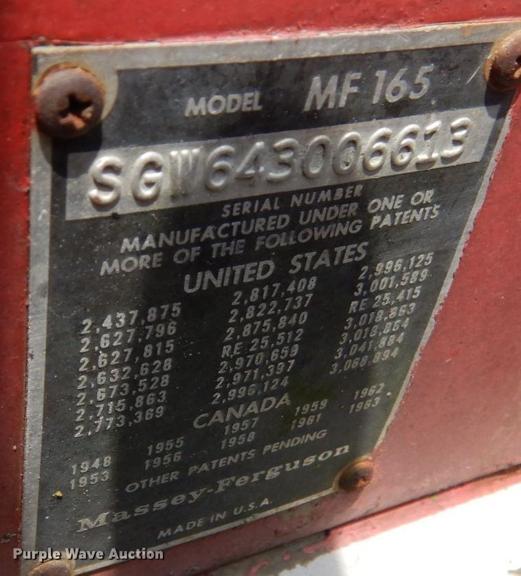 image for item JI9460 1966 Massey Ferguson 165  tractor