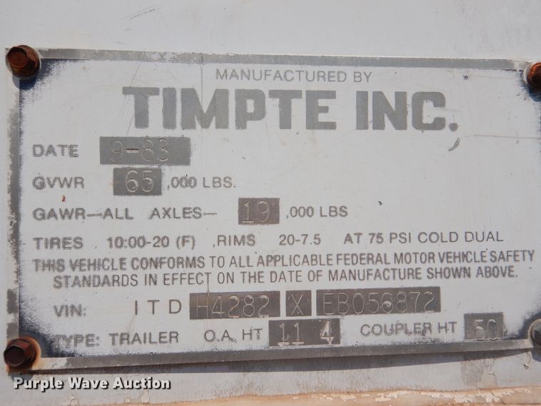 image for item DK2342 1984 Timpte  grain trailer