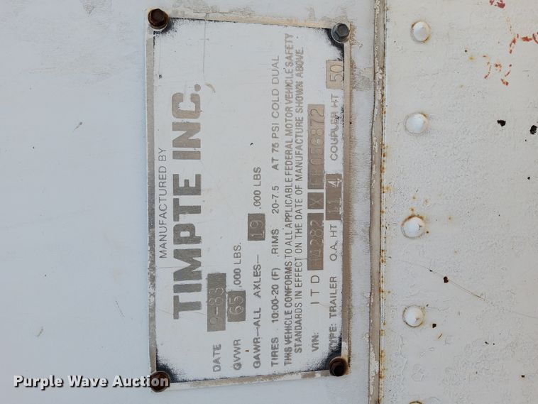 image for item DK2342 1984 Timpte  grain trailer