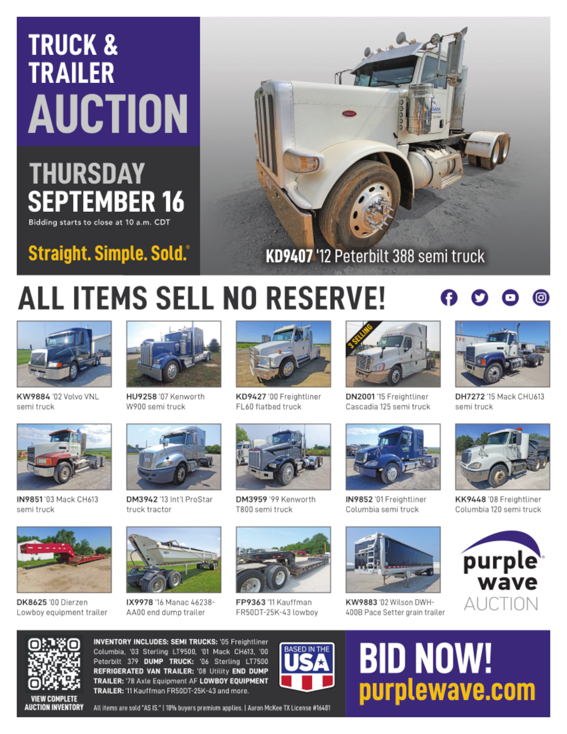 SOLD! Truck and Trailer Auction Items Sold 9162021 Purple Wave